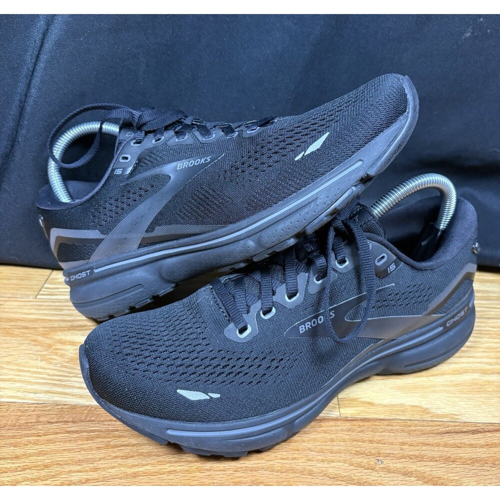 Brooks Ghost 15 Womens Size 9 Triple Black Athletic Running Shoes Sneakers